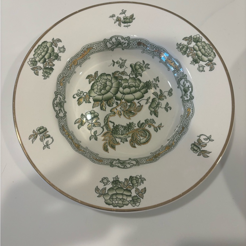 Green Floral Bowl | English Cottage Shelf Decor
